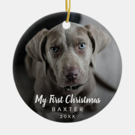 Niedliches Chalk Script Foto Mein erstes Weihnacht Keramik Ornament