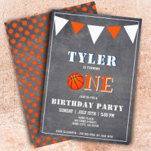 Niedliches Chalkboard Basketball 1. Geburtstag