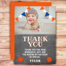 Niedliches Chalkboard Basketball Foto Geburtstag