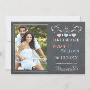 Niedliches Chalkboard-Foto Hochzeit Sichern Sie da Save The Date