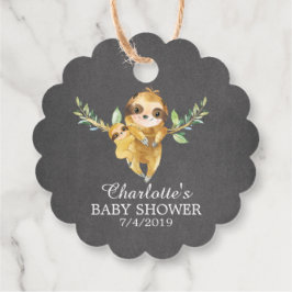 Niedliches Chalkboard Sloth Baby Dusche Gefallen Geschenkanhänger