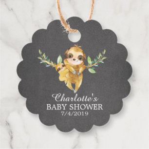 Niedliches Chalkboard Sloth Baby Dusche Gefallen Geschenkanhänger
