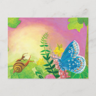 Niedliches Chapman's Blue Butterfly & Ant & Snail Postkarte