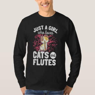 Niedliches Chat Playing Flute Player Sprichwort Fl T-Shirt
