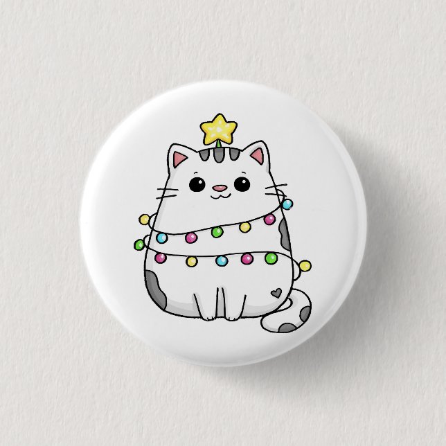 Niedliches Chat Weihnachtsdesign Button (Vorderseite)