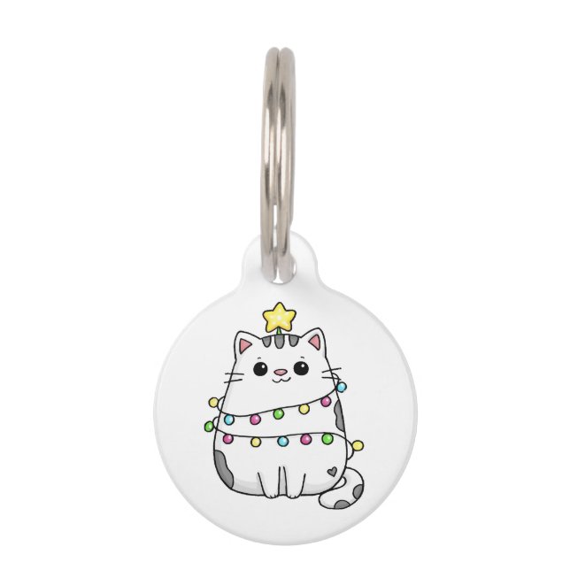 Niedliches Chat Weihnachtsdesign Haustiermarke (Vorderseite)