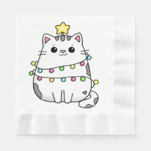 Niedliches Chat Weihnachtsdesign Serviette