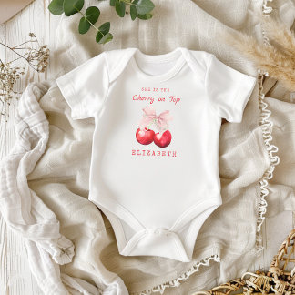 Niedliches Cherry auf dem rosa Baby Bodysuit Strampler