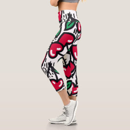 Niedliches Cherry-Muster Capri Leggings