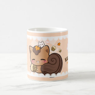 Niedliches chibi Eichhörnchen mit kawaii Kastanie Kaffeetasse