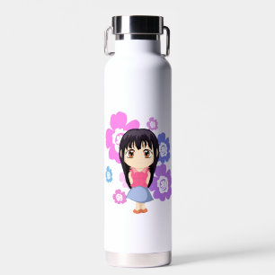 Niedliches Chibi Girl mit Blume Trinkflasche