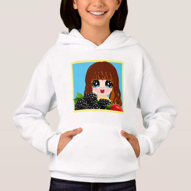 Niedliches Chibi-Mädchen mit Früchten Hoodie (Vorderseite)
