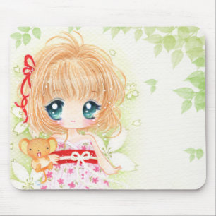 Niedliches chibi Mädchen mit kawaii plushie Mousepad