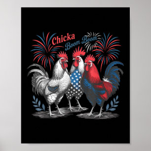 Niedliches Chicka Boom Funny Chicken 4. Juli Pa Poster