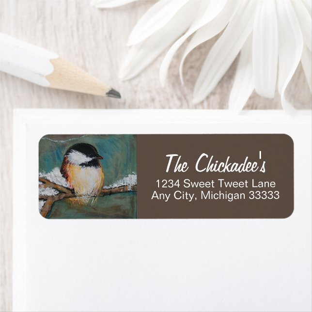 Niedliches Chickadee Bird Art Label (Cute Chickadee Bird Art Label from Jenn's Emporium. )