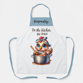 Niedliches Chicken-Kochen auf Stove-Kitekonzept Schürze