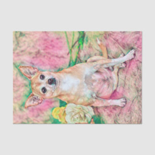 Niedliches Chihuahua Art Pink Green Dog Portrait Seidenpapier