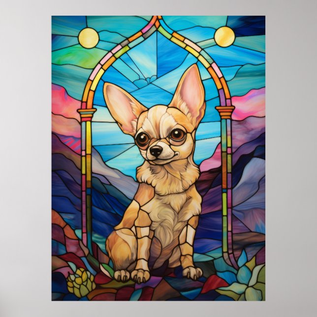 Niedliches Chihuahua-Fenster Poster (Vorne)