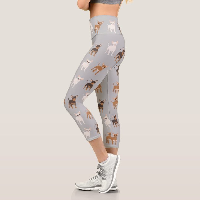 Niedliches Chihuahua-Hundemuster Capri Leggings (Links)