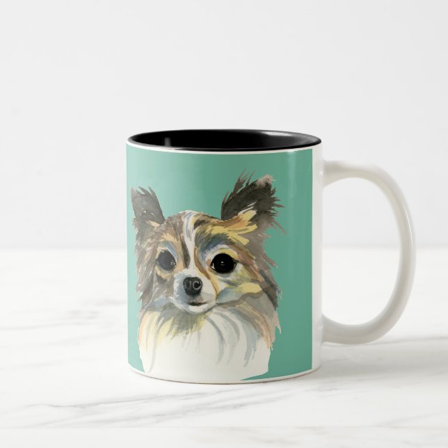 Niedliches Chihuahua-Hundeporträt Zweifarbige Tasse (Rechts)