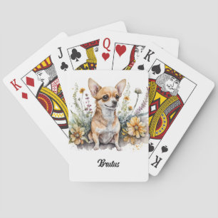 Niedliches Chihuahua in Blume Spielkarten