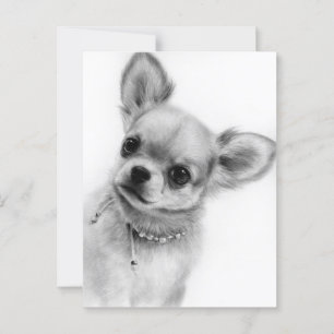 Niedliches Chihuahua Kopf Tilt Hand bemalt Artwork Postkarte