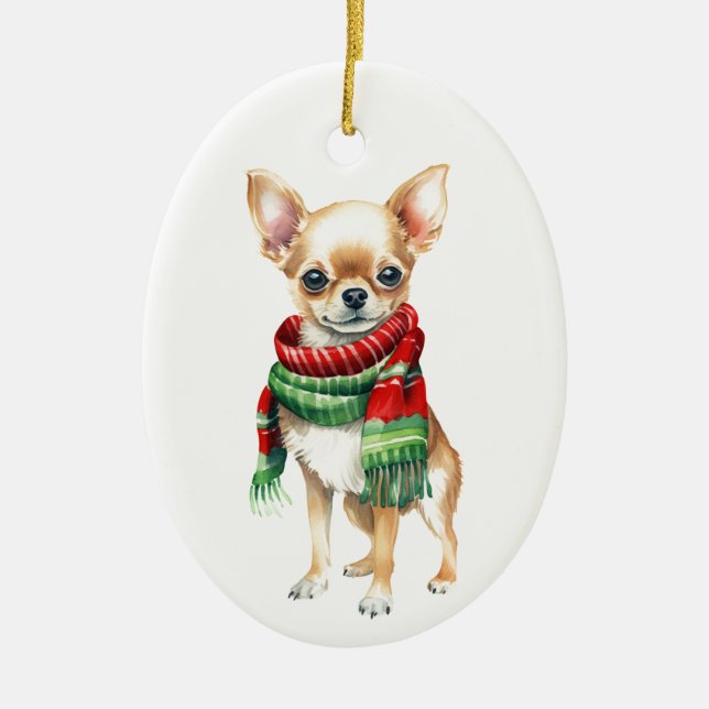 Niedliches Chihuahua-Ornament - Kleiner Hund Weihn Keramik Ornament (Vorne)