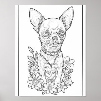 Niedliches Chihuahua Puppy Coloring Page Poster