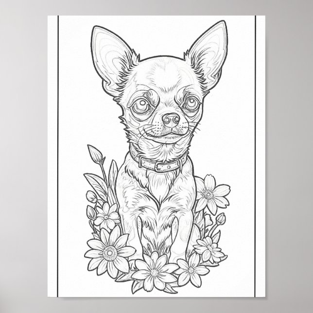 Niedliches Chihuahua Puppy Coloring Page Poster (Vorne)