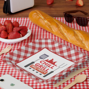 Niedliches Chill Grill GRILLEN Party Pappteller