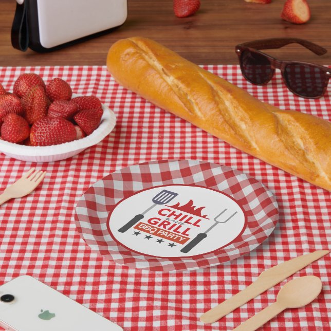 Niedliches Chill Grill GRILLEN Party Pappteller (Picknick)