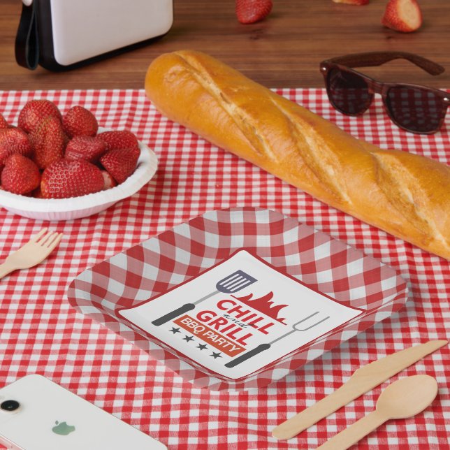 Niedliches Chill Grill GRILLEN Party Pappteller (Picknick)