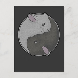 Niedliches Chinchilla-Geschenk Yin Yang Rodent Pet Postkarte