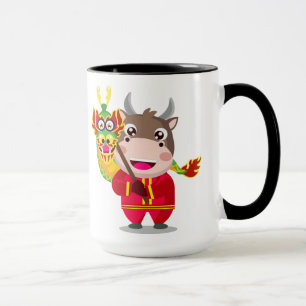 Niedliches chinesisches Neujahr der Ox-Züge Tasse