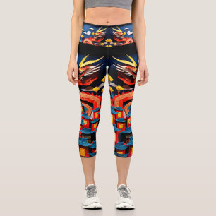 Niedliches Chinesisches Neujahr Dragon Origami HWC Capri Leggings