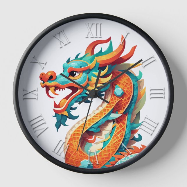 Niedliches chinesisches Neujahrdrache Zodiac Birth Uhr (Vorderseite)