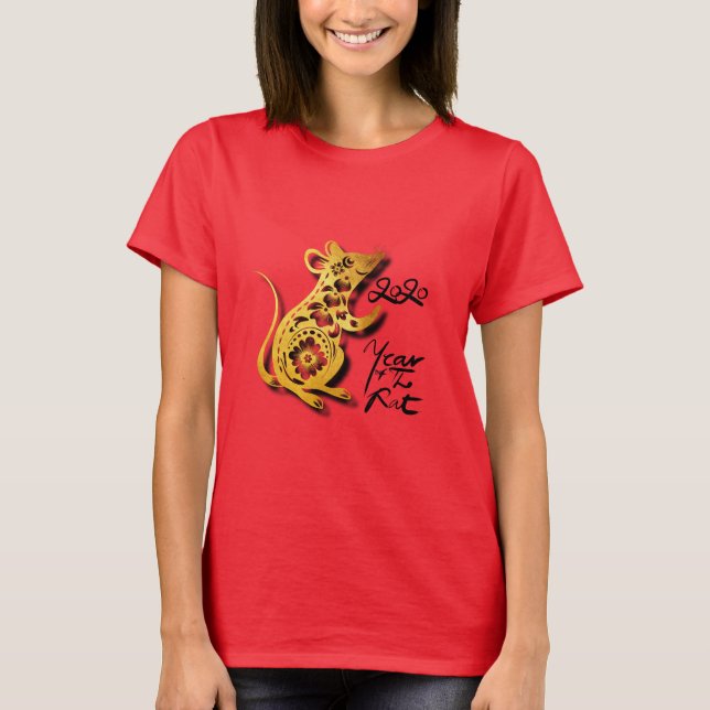 Niedliches chinesisches New Year Rattenfrauen-T-Sh T-Shirt (Vorderseite)