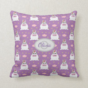 Niedliches chubby baby Unicorenmuster, Monogramm l Kissen