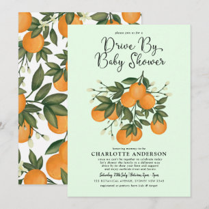 Niedliches Citrus Drive by Baby Showroom Orange Qu Einladung
