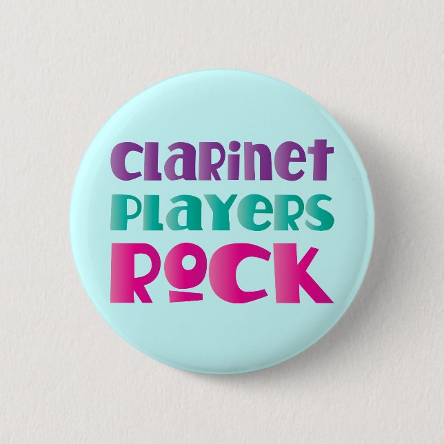 Niedliches Clarinet-Spieler-Felsen-Musik-Geschenk Button (Vorderseite)