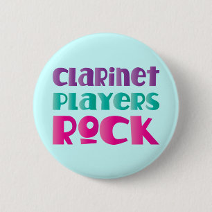 Niedliches Clarinet-Spieler-Felsen-Musik-Geschenk Button