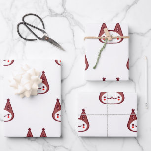 Niedliches Clown Cat Geschenkpapier Set