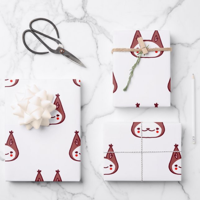 Niedliches Clown Cat Geschenkpapier Set (Vorderseite)