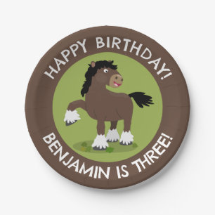 Niedliches Clydesdale Pferd personalisierter Gebur Pappteller