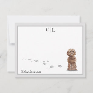 Niedliches Cockapoo Dog Graue Grenz Monogramm Ihr Mitteilungskarte