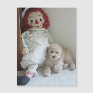 Niedliches Cockapoo Puppy Dog & Rag Doll Foto Magnetkarte