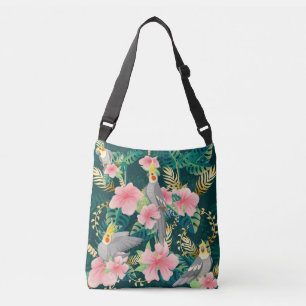 Niedliches Cockatiel Parrot Vintages Muster Tragetaschen Mit Langen Trägern