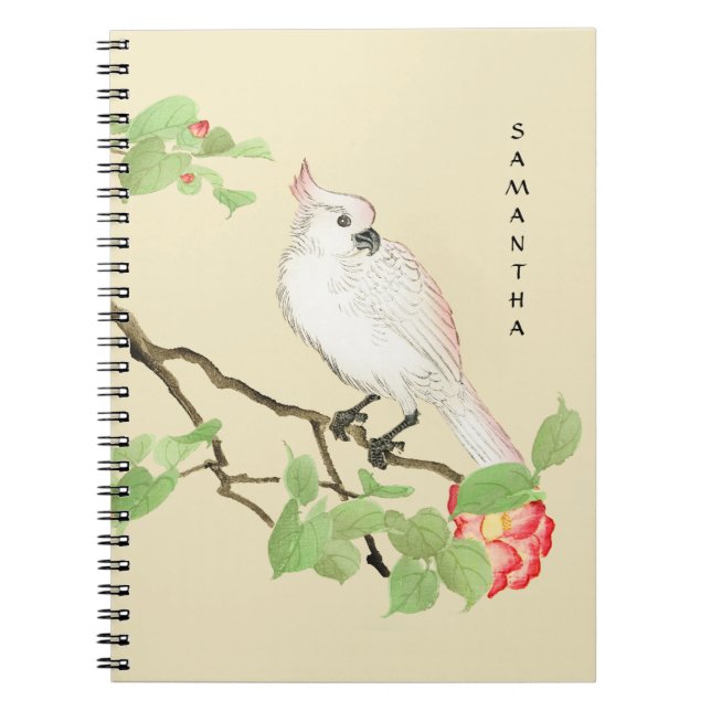 Niedliches Cockatoo Vintag Pink Camellier-Notebook Notizblock (Vorderseite)