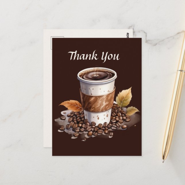 Niedliches Coffee Shop Vielen Dank oder Verkäufer Postkarte (Vorderseite/Rückseite Beispiel)