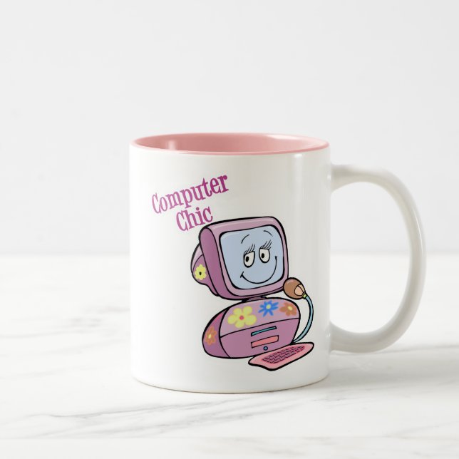 Niedliches Computerdesign Zweifarbige Tasse (Rechts)
